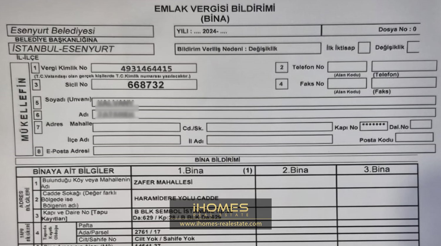 نمونه برگه راییچ برای خرید ملک در ترکیه