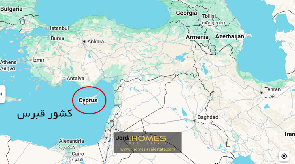 لوکیشن قبرس در نقشه جهان